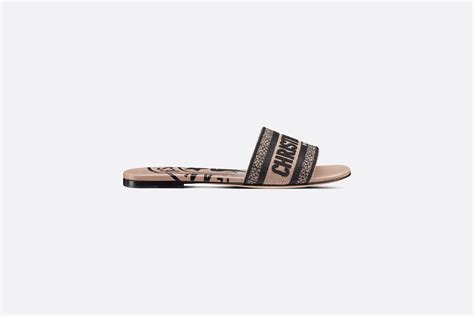 Dway Slide Blush Jute Canvas Embroidered with Dior Union Motif